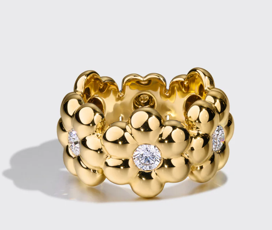Jumbo Diamond Flower Puff Ring