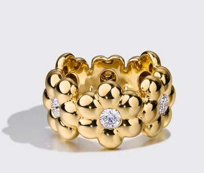 Jumbo Diamond Flower Puff Ring