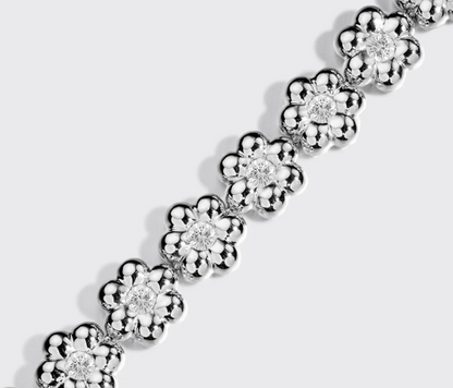 Diamond Flower Puff Bracelet - 18k White Gold