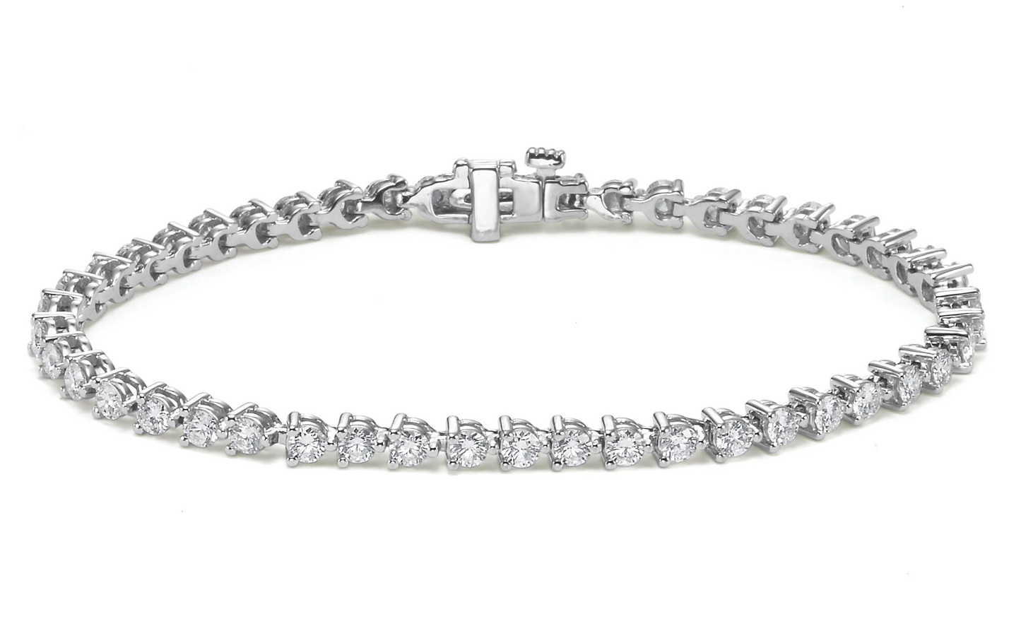 3 Prong Tennis Bracelet - 3ctw - 14k White Gold