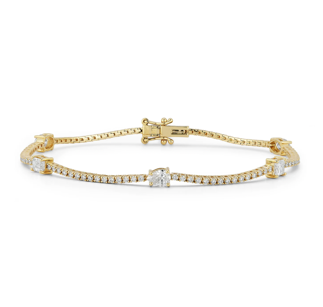 Multi Shape Diamond Tennis Bracelet