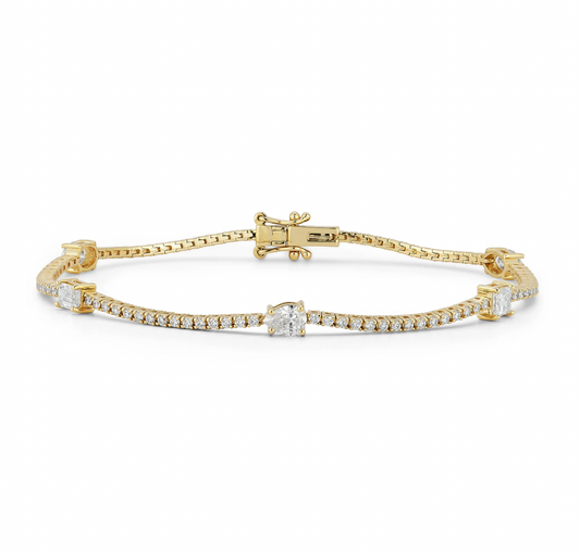 Multi Shape Diamond Tennis Bracelet