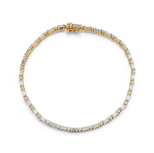 Baguette & Round Diamond Tennis Bracelet
