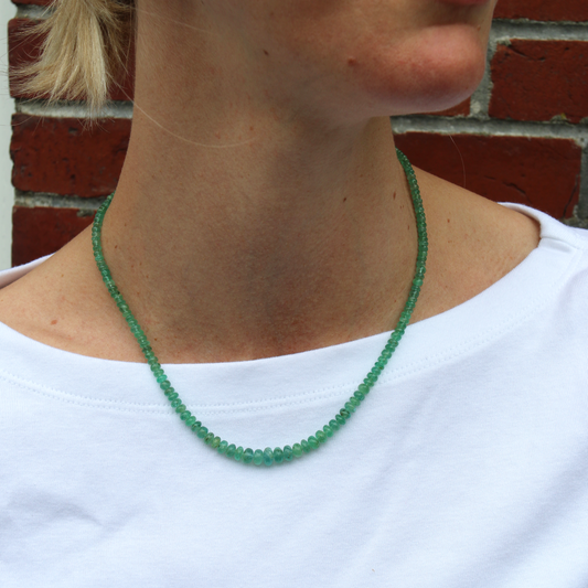 Smooth Emerald Beads - 18"