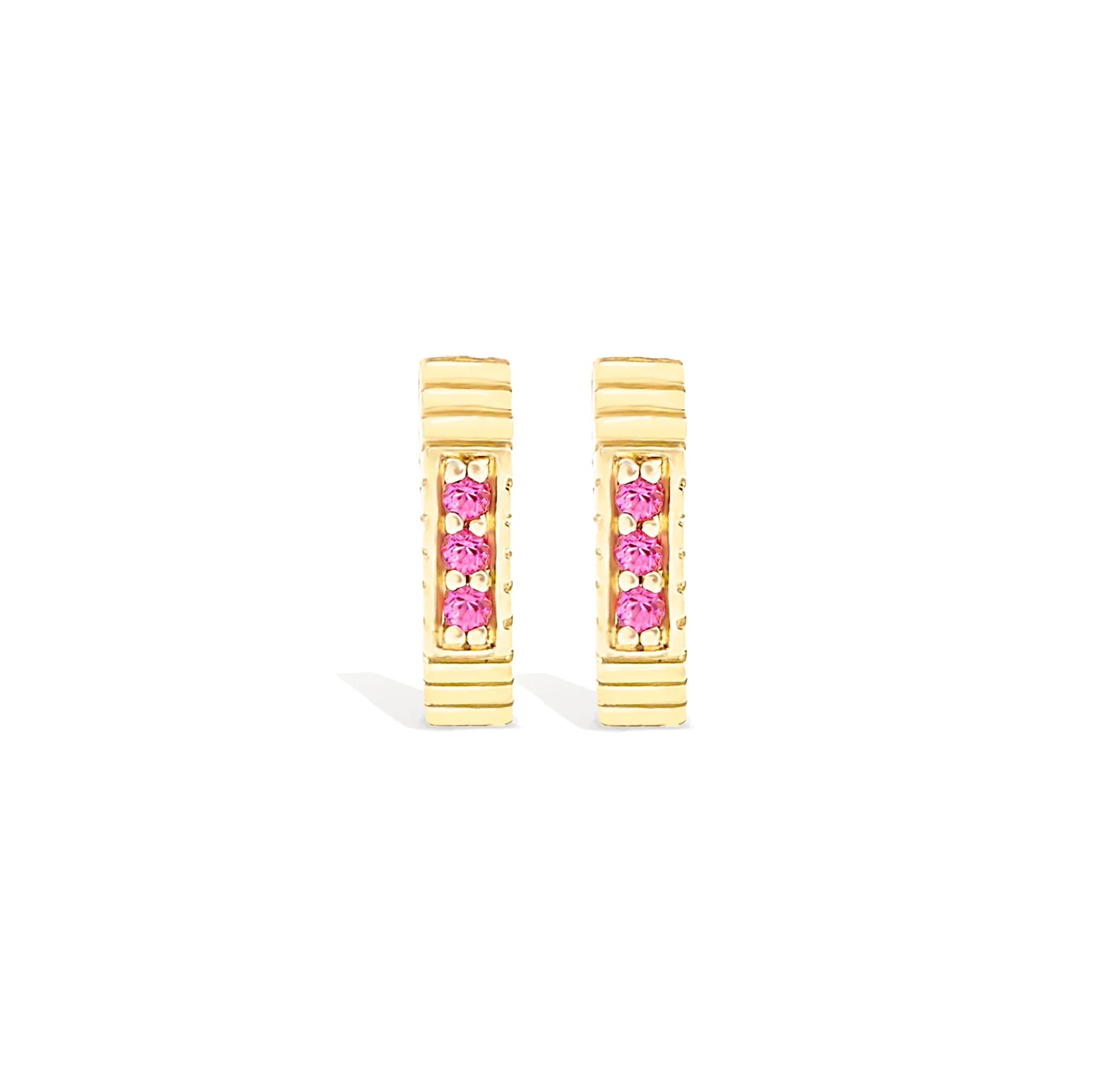 Spark Octagon Huggie - Pink Sapphire