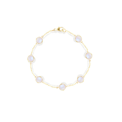 Found Cabochon Station Bracelet - Diamond & Moonstone