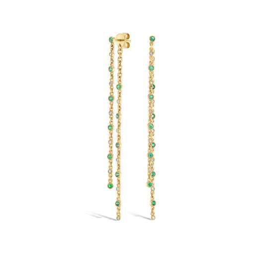 Two Line Emerald Earrings
