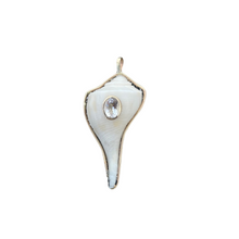 Load image into Gallery viewer, Whelk Shell with Gold Wire and Clear Aquamarine