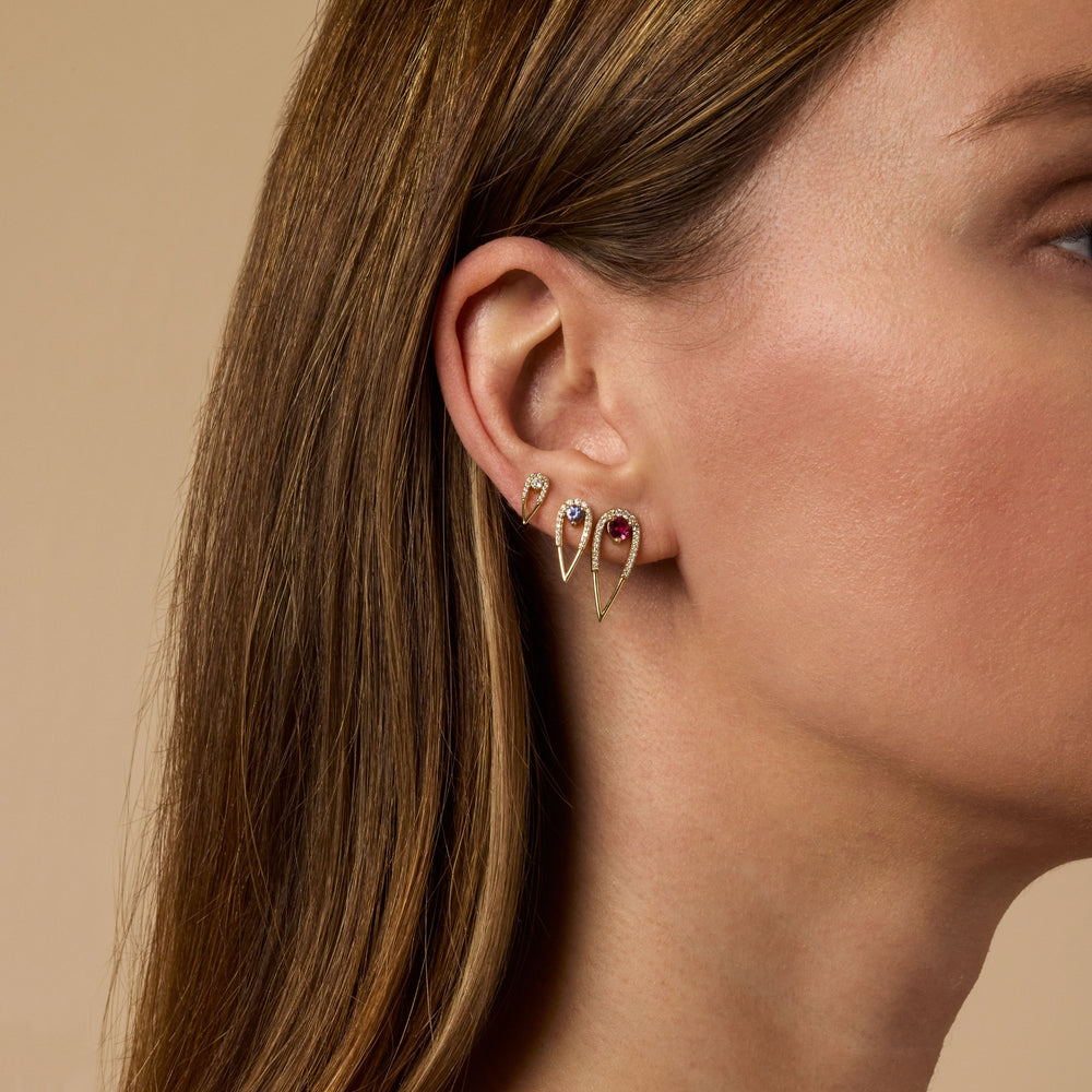 Peacock Stud Earrings - Large - Green Emerald