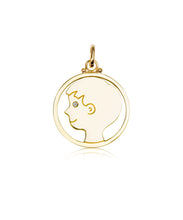 Load image into Gallery viewer, Small Young Boy Pendant with Blue Sapphire