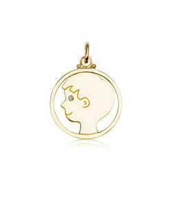 Small Young Boy Pendant with Blue Sapphire