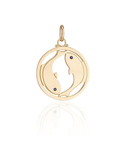 Medium Pisces Pendant with Blue Sapphire