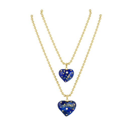 Small Blue Lapis Studded Heart (Bail)