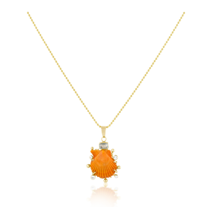 Light Orange Shell Halo Pendant