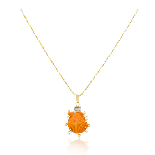 Light Orange Shell Halo Pendant