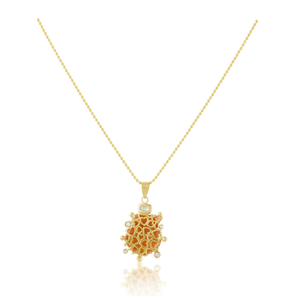 Light Orange Shell Halo Pendant