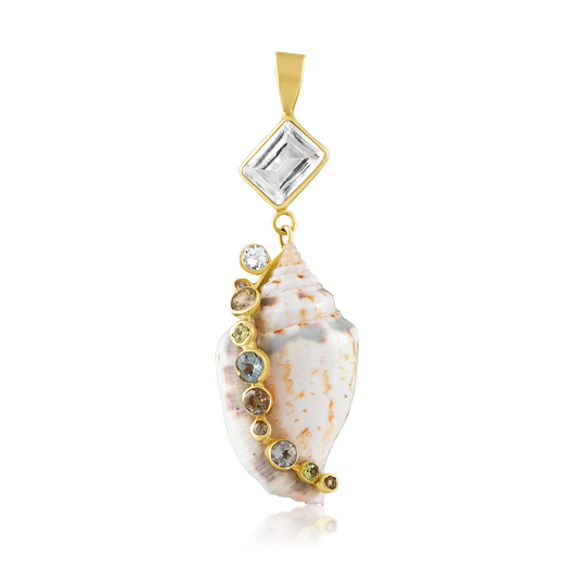 White Spiral Shell Pendant