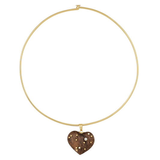 Walnut Studded Heart (With Bail)