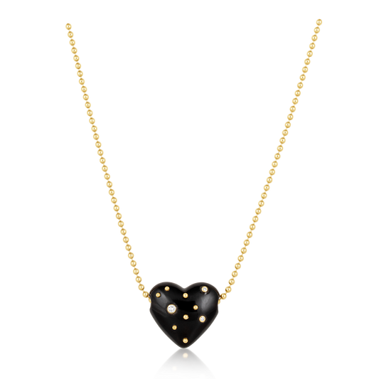 Black Onyx Carved Studded Heart Pendant