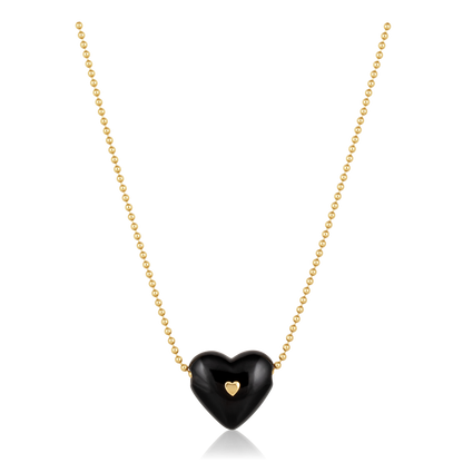 Black Onyx Carved Studded Heart Pendant
