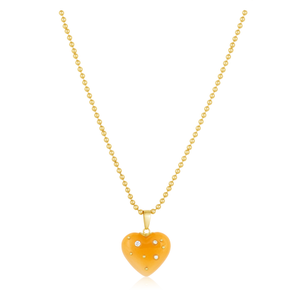 Yellow Onyx Studded Heart Pendant