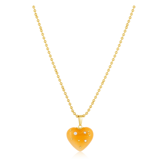 Yellow Onyx Studded Heart Pendant
