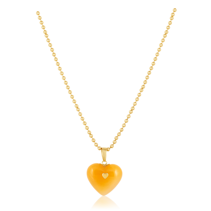 Yellow Onyx Studded Heart Pendant