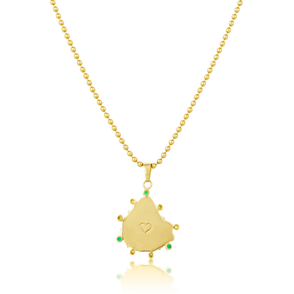 White Kitten's Paw Pendant with Green Halo
