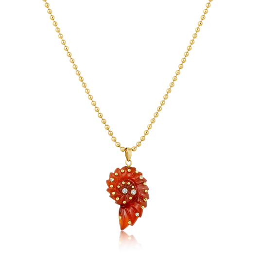 Carnelian Agate Ammonite Pendant
