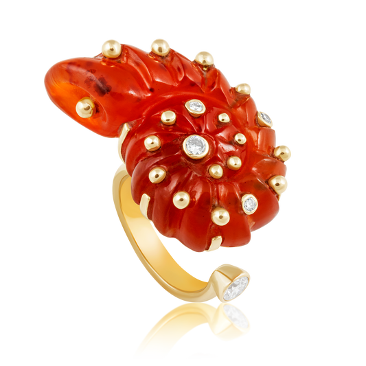 Carnelian Agate Ammonite Ring