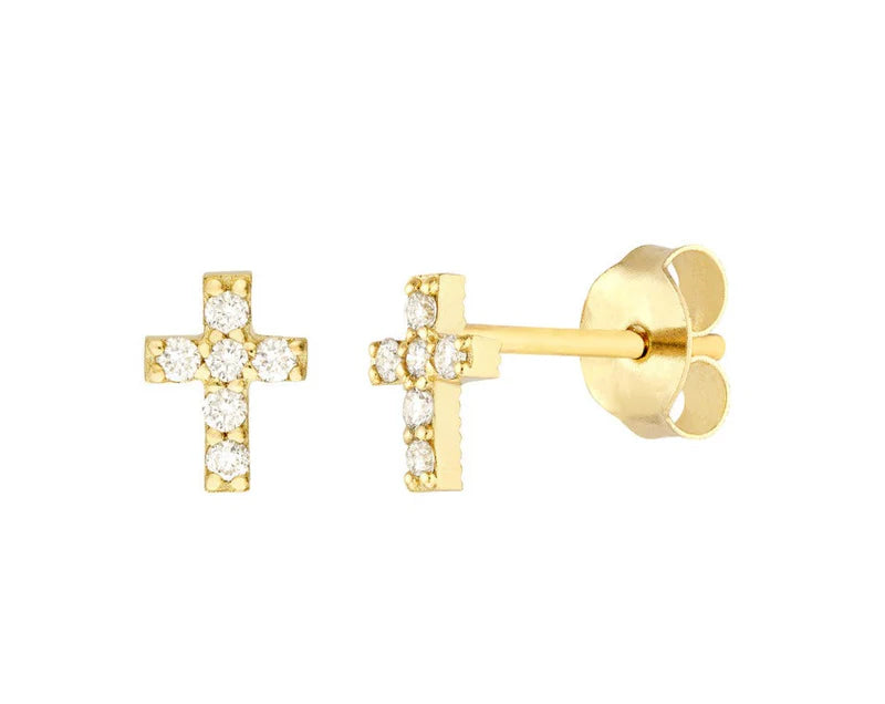 Diamond Cross Studs - Single