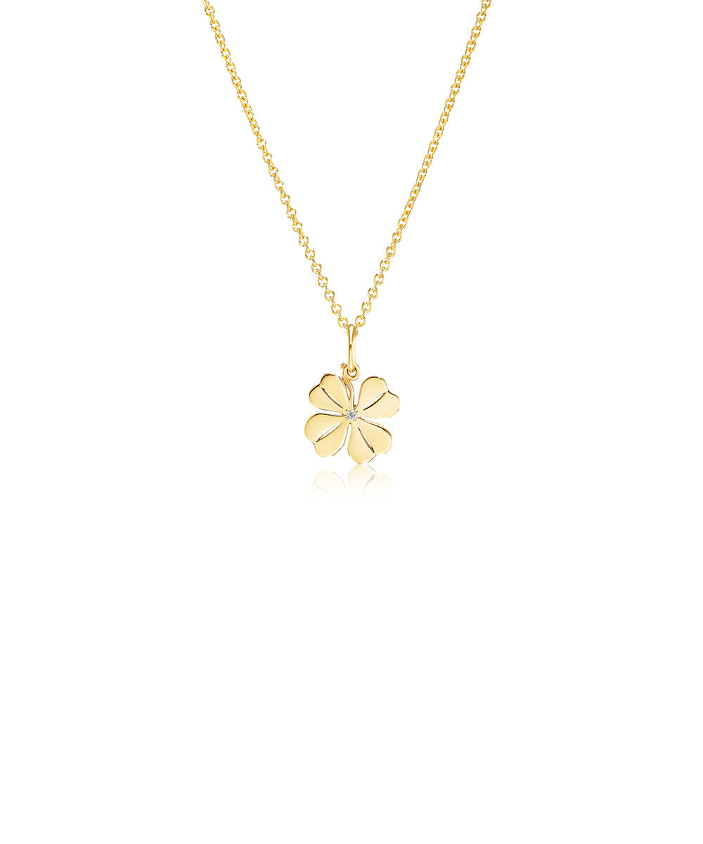 Small Four Leaf Clover Pendant with Diamond