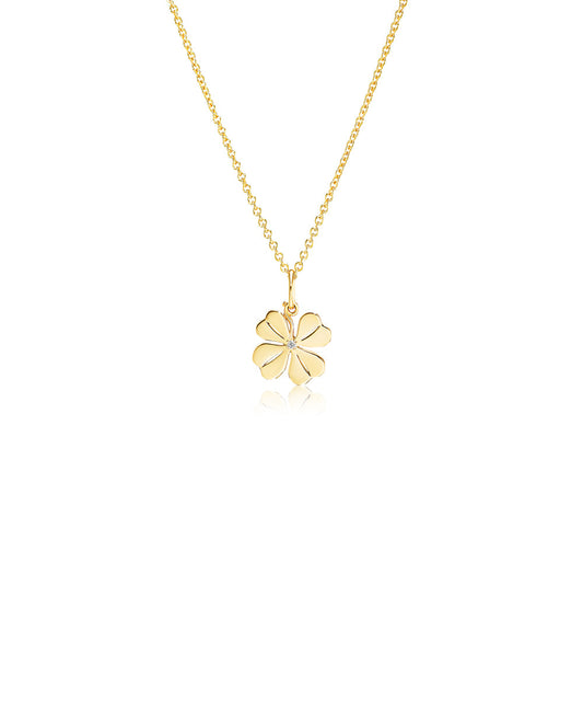 Small Four Leaf Clover Pendant with Diamond