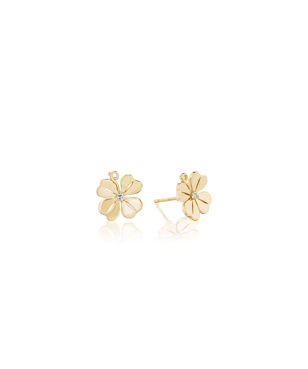 Four Leaf Clover Earrings with Diamonds-Medium