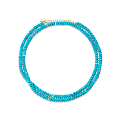 Opera Length Turquoise Necklace with Diamond Rondelle Spacers