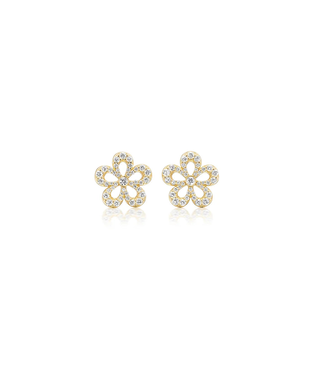 Eyelet Pave Diamond Earrings 14mm