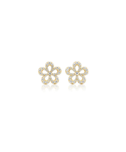 Eyelet Pave Diamond Earrings 14mm