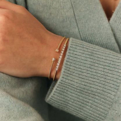 Sadie Pearl Flexi Cuff - 14k Yellow Gold