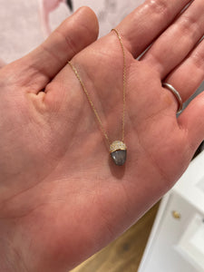 Found Cap Pendant Necklace - Gray Moonstone & Diamond