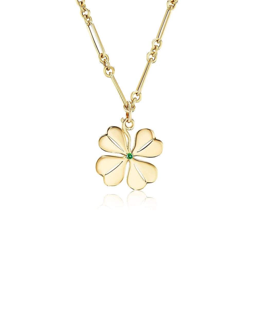 Large Emerald Four Leaf Clover Pendant