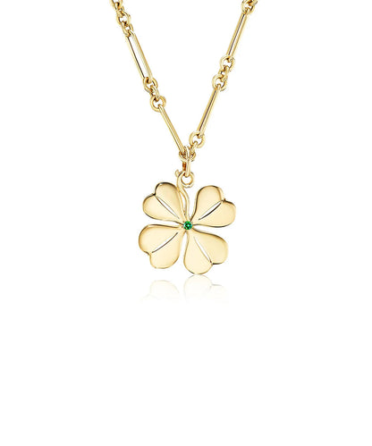 Large Emerald Four Leaf Clover Pendant