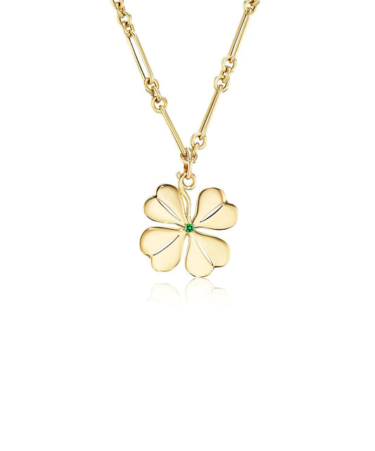 Large Emerald Four Leaf Clover Pendant
