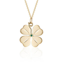 Marge Four Leaf Clover Pendant with Emerald