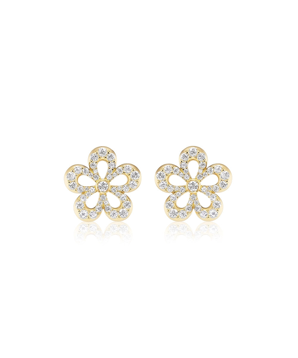 Eyelet Pave Diamond Earrings-19mm