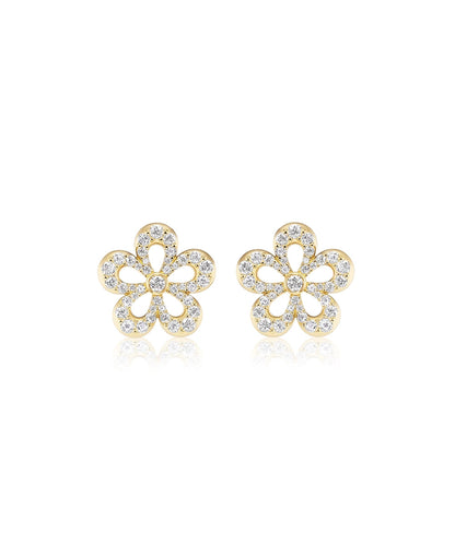 Eyelet Pave Diamond Earrings-19mm