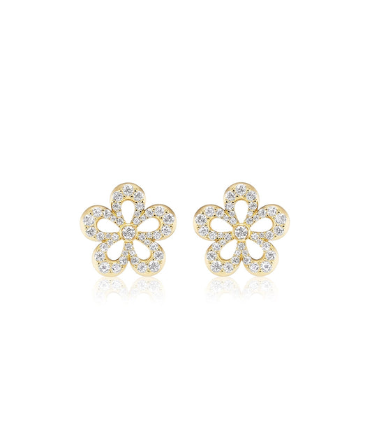 Eyelet Pave Diamond Earrings-19mm