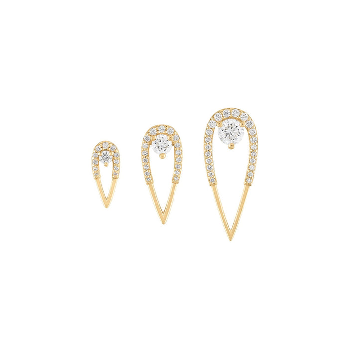 Peacock Stud Earrings - Mini - Diamond