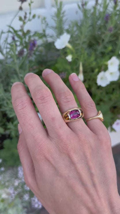 Chunky Nomad Ring with Garnet and Yellow Tourmaline