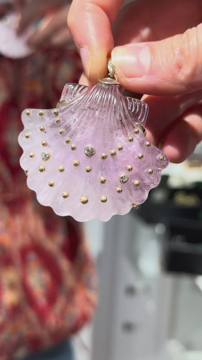 Carved Amethyst Shell Pendant