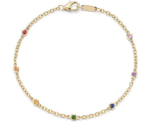 Rainbow Sapphire Bezel Bracelet